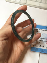 Load image into Gallery viewer, 59.5mm Certified Type A 100% Natural dark green/blue/gray Guatemala slim round cut Jadeite bangle PD177-2483

