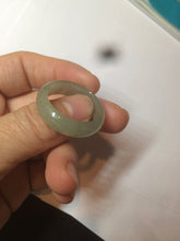 Load image into Gallery viewer, 22mm size12 3/4 100% natural type A icy watery light green/gray jadeite jade band ring AZ96
