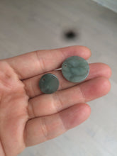 Load image into Gallery viewer, 100% natural  icy watery dark green/gray jadeite jade safe and sound couple pendant pair BG4
