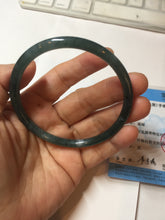 Load image into Gallery viewer, 59.5mm Certified Type A 100% Natural dark green/blue/gray Guatemala slim round cut Jadeite bangle PD177-2483
