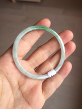 Load image into Gallery viewer, 50.5mm certified 100% natural Type A sunny green/white thin flat jadeite jade bangle BG219-8578
