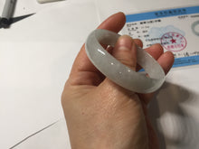 Load image into Gallery viewer, 51.5mm certified Type A 100% Natural icy light green clear white thin style Jadeite jade bangle PH42-9637
