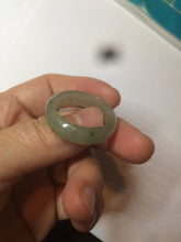 Load image into Gallery viewer, 22mm size12 3/4 100% natural type A icy watery light green/gray jadeite jade band ring AZ96
