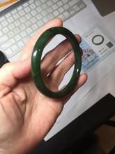 Load image into Gallery viewer, 59.3mm certified 100% Natural dark green/black nephrite (碧玉)  bangle HN50-0137
