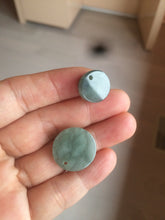 Load image into Gallery viewer, 100% natural  icy watery dark green/gray jadeite jade safe and sound couple pendant pair BG4
