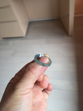 Load image into Gallery viewer, 18.8mm size 8 3/4 100% natural type A icy watery green/blue Guatemala jadeite jade band ring group PE27
