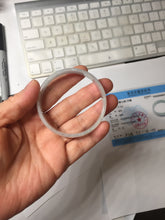 Load image into Gallery viewer, 51.5mm certified Type A 100% Natural icy light green clear white thin style Jadeite jade bangle PH42-9637
