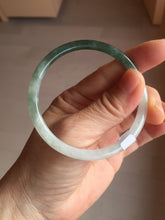 Load image into Gallery viewer, Sold !55.3mm Certified type A 100% Natural icy watery dark green white half mountain half water two-tone(半山半水) slim round cut Jadeite bangle BG218-8579
