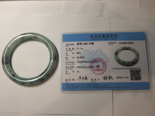 Load image into Gallery viewer, 58mm Certified Type A 100% Natural light green with flying dark green flowers round cut Jadeite bangle PE21-5864
