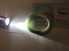 Load image into Gallery viewer, 51mm certified 100% natural Type A sunny green oily dark green gray black(老油青)  half mountain half water (半山半水) oval jadeite jade bangle BS175-0060
