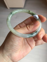 Load image into Gallery viewer, 52mm certified type A 100% Natural green/white with floating flowers slim oval jadeite jade bangle BP26-2670
