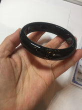 Load image into Gallery viewer, 60.4mm 100% Natural dark green/black meteorite Stellar Night sky broad style nephrite Jade bangle HF117-1025
