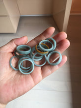 Load image into Gallery viewer, 18.8mm size 8 3/4 100% natural type A green/blue/yellow Guatemala jadeite jade band ring group PE128
