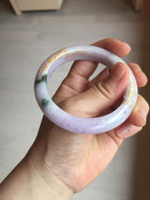 Load image into Gallery viewer, 56mm Certified 100% Natural type A green/light purple carved and golden-painted Jadeite Jade bangle PC70-(8712)

