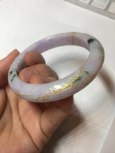 Load image into Gallery viewer, 56mm Certified 100% Natural type A green/light purple carved and golden-painted Jadeite Jade bangle PC70-(8712)
