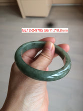 Load image into Gallery viewer, 56-57mm Type A 100% Natural dark green/black Jadeite Jade bangle (with defects) group GL12
