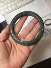 Load image into Gallery viewer, 62mm certified 100% natural Type A oily dark green gray black(老油青) jadeite jade bangle BS176-0054
