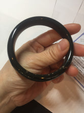 Load image into Gallery viewer, 60.4mm 100% Natural dark green/black meteorite Stellar Night sky broad style nephrite Jade bangle HF117-1025
