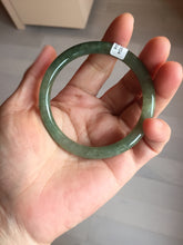 Load image into Gallery viewer, 卖了 57.4mm Certified 100% natural Type A oily dark green/ gray/brown (老油青) slim round cut jadeite jade bangle PB321-0594
