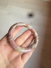 Load image into Gallery viewer, 52.3mm 100% natural pink/golden round cut rose stone (Rhodonite)bangle XY78
