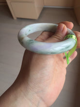 Load image into Gallery viewer, 55.2mm Certified Type A 100% Natural light green/purple/brown with green floating flowers Jadeite Jade bangle F86-6199
