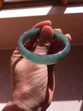 Load image into Gallery viewer, 55.8mm Certified Type A 100% Natural Light Green/Blue/Gray With Flying Snow Guatemala Jadeite Bangle PH265-1247
