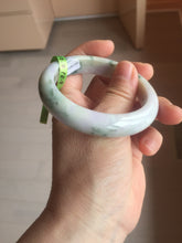 Load image into Gallery viewer, 55.2mm Certified Type A 100% Natural light green/purple/brown with green floating flowers Jadeite Jade bangle F86-6199
