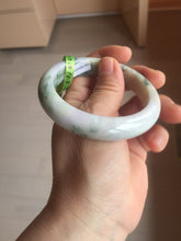 Load image into Gallery viewer, 55.2mm Certified Type A 100% Natural light green/purple/brown with green floating flowers Jadeite Jade bangle F86-6199
