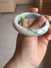 Load image into Gallery viewer, 55.2mm Certified Type A 100% Natural light green/purple/brown with green floating flowers Jadeite Jade bangle F86-6199
