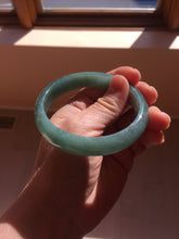 Load image into Gallery viewer, 58.6mm Certified Type A 100% Natural Light Green/Blue/Gray With Flying Snow Guatemala Jadeite Bangle PH268-1238
