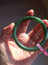 Load image into Gallery viewer, 57.2mm 100% Natural dark green(碧玉)  round cut nephrite Jade bangle HF88
