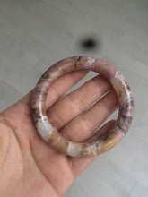 Load image into Gallery viewer, 52.3mm 100% natural pink/golden round cut rose stone (Rhodonite)bangle XY78
