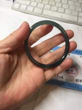 Load image into Gallery viewer, 54.5mm Certified Type A 100% Natural dark green/blue/gray Guatemala slim round cut Jadeite bangle PD180-2494
