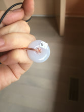 Load image into Gallery viewer, 22.3-26.6mm Type A 100% Natural light purple white Jadeite Jade Safety Guardian Button donuts Pendant BF136
