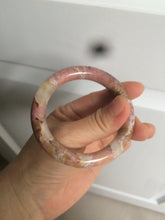 Load image into Gallery viewer, 52.3mm 100% natural pink/golden round cut rose stone (Rhodonite)bangle XY78

