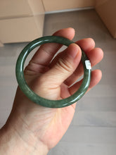Load image into Gallery viewer, 57.4mm Certified 100% natural Type A oily dark green/ gray/brown (老油青) slim round cut jadeite jade bangle PB319-0599
