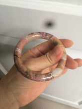 Load image into Gallery viewer, 52.3mm 100% natural pink/golden round cut rose stone (Rhodonite)bangle XY78
