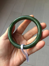 Load image into Gallery viewer, 60.2mm certified 100% Natural dark green/black round cut nephrite (碧玉)  bangle HN173-9134

