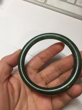 Load image into Gallery viewer, 57.2mm 100% Natural dark green(碧玉)  round cut nephrite Jade bangle HF88

