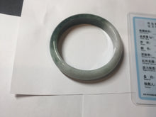 Load image into Gallery viewer, 53.5mm  certified 100% natural Type A oily dark green gray black(老油青) half mountain half water (半山半水) oval jadeite jade bangle BS178-0061
