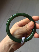 Load image into Gallery viewer, 60.2mm certified 100% Natural dark green/black round cut nephrite (碧玉)  bangle HN173-9134
