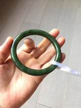Load image into Gallery viewer, 60.2mm certified 100% Natural dark green/black round cut nephrite (碧玉)  bangle HN173-9134
