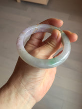 Load image into Gallery viewer, 53.3mm 100% Natural type A sunny green purple brown gray white carved flowers and golden-painted Jadeite Jade bangle BG231-5035
