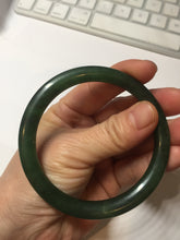 Load image into Gallery viewer, 57.2mm 100% Natural dark green(碧玉)  round cut nephrite Jade bangle HF88
