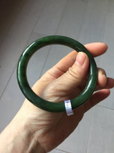 Load image into Gallery viewer, 60.2mm certified 100% Natural dark green/black round cut nephrite (碧玉)  bangle HN173-9134
