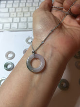 Load image into Gallery viewer, 17.9-21mm Type A 100% Natural light green purple green white Jadeite Safety Guardian Button donuts pendant PF25
