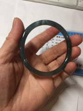 Load image into Gallery viewer, 54.8mm Certified Type A 100% Natural dark green/blue/gray Guatemala slim round cut Jadeite bangle PD182-2480
