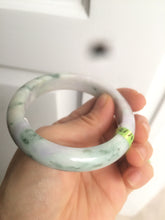 Load image into Gallery viewer, 55.2mm Certified Type A 100% Natural light green/purple/brown with green floating flowers Jadeite Jade bangle F86-6199
