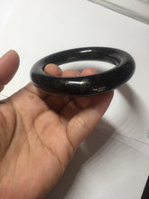 Load image into Gallery viewer, 54.9mm certified 100% Natural black(MO YU 墨玉) meteorite Stellar Night sky chubby round cut nephrite bangle HF119-8244
