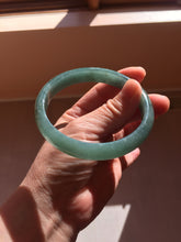 Load image into Gallery viewer, 61.4mm Certified Type A 100% Natural Light Green/Blue/Gray With Flying Snow Guatemala Jadeite Bangle PH266-1243
